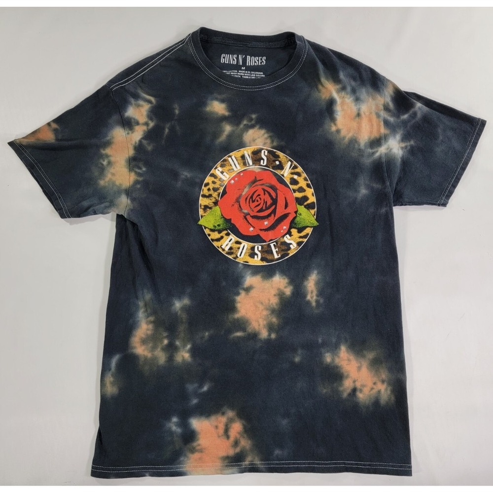 Guns‎ N Roses Red Rose 80s Rock Retro Tie Dye Acid T Shirt Men's Sz M EUC
